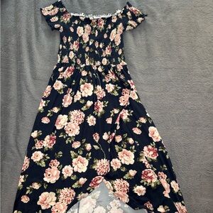 J for Justify Navy Strapless Floral Maxi Dress